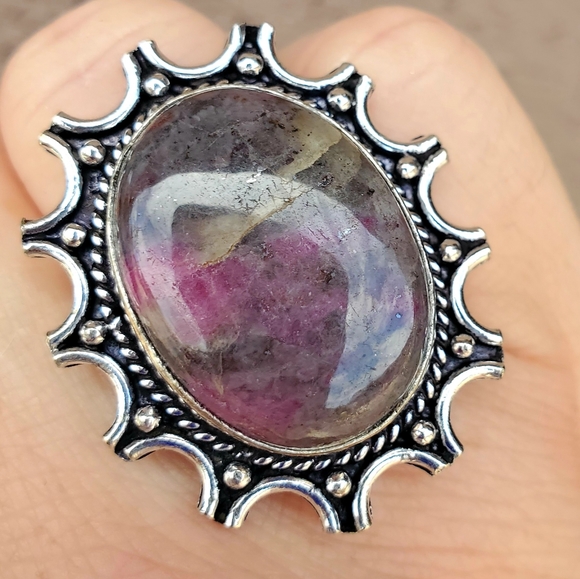 New Natural Pink Tourmaline 13 Moon 925 Silver Ring. - Picture 11 of 16